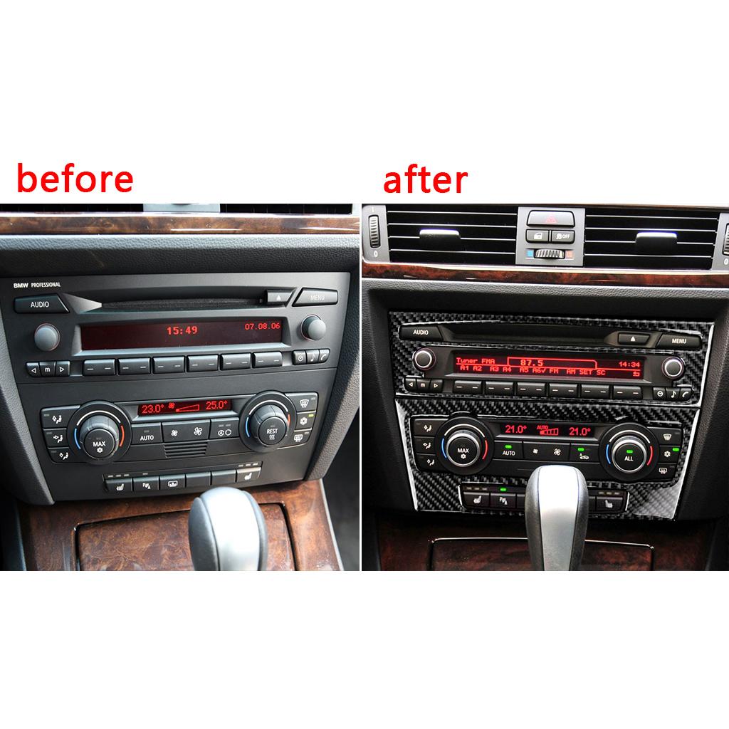 Air Conditioner CD Control Decorative Panel Trim Cover Decal For BMW 3 Series E90 E92 2005-2012 Carbon Fiber Interior Mouldings