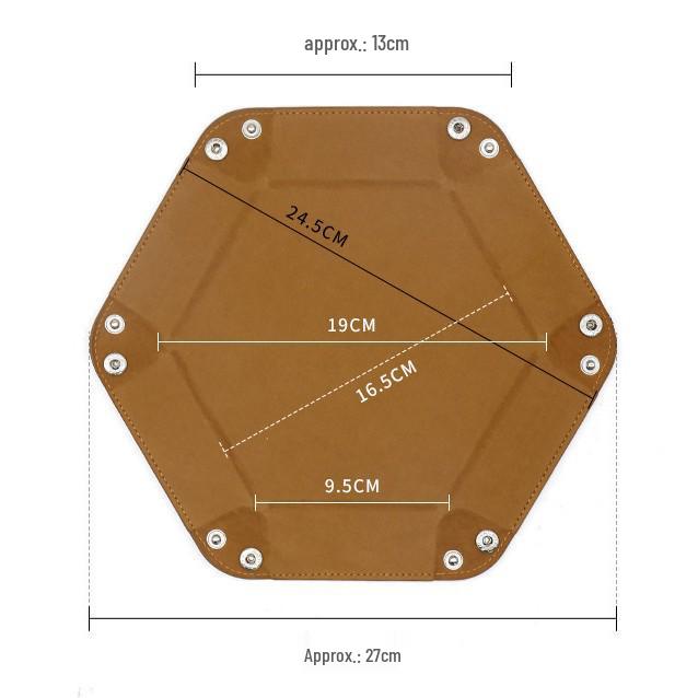 Hexagonal PU Leather Dice Tray - Board Game Accessories & Sundries Storage Box