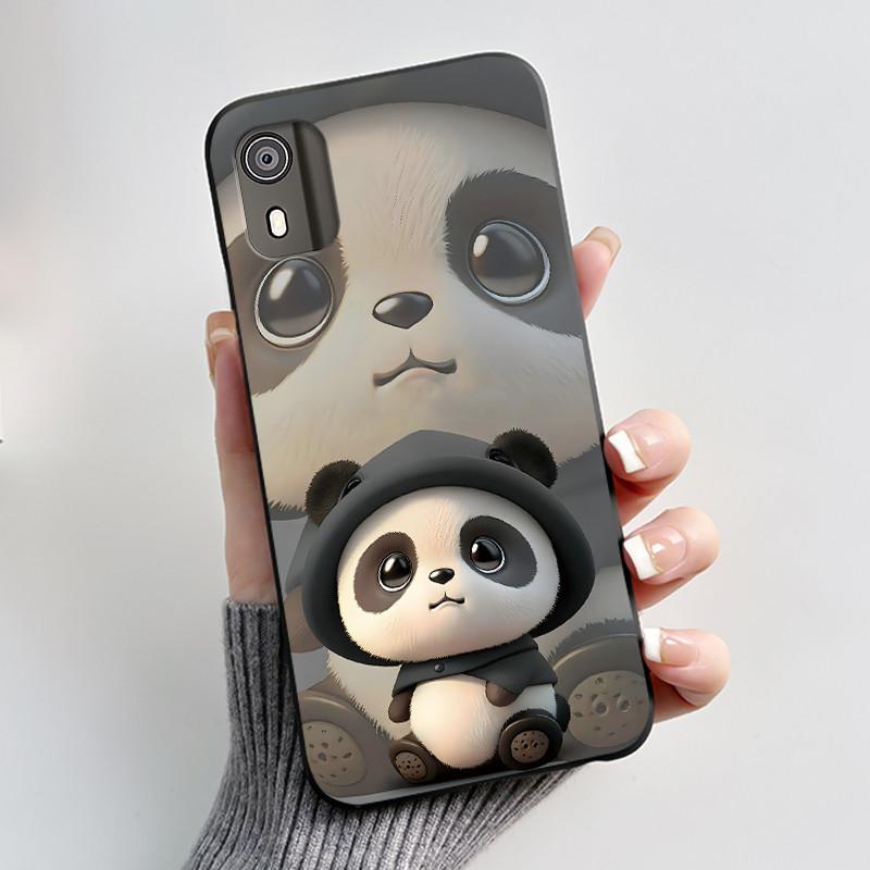 For Nokia C02 Phone Case Cute Funny Love Rabbit Animal Black Matte Soft TPU Protective Back Cover for Nokia C2 2nd Edition Case