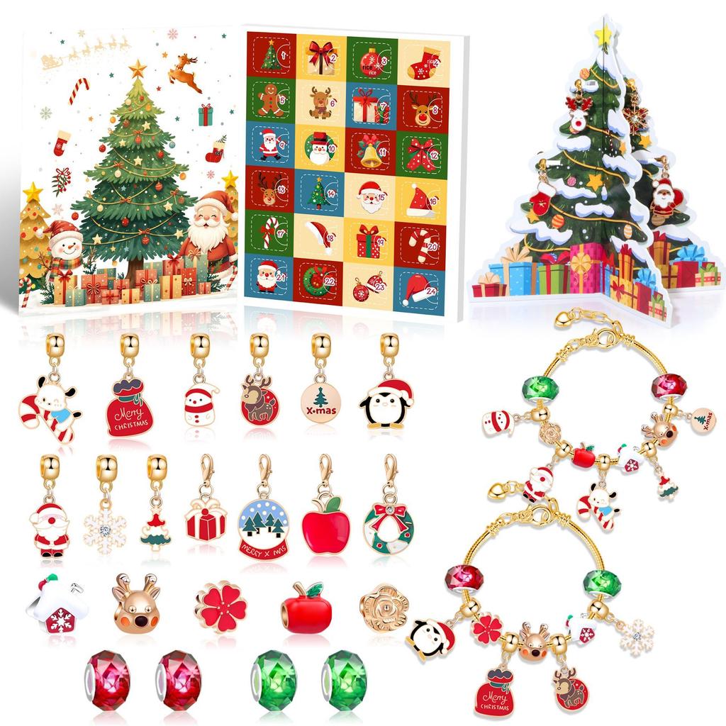 DIY Christmas Bracelet Set with Snowman Charm - Advent Gift for Kids, European & American Style