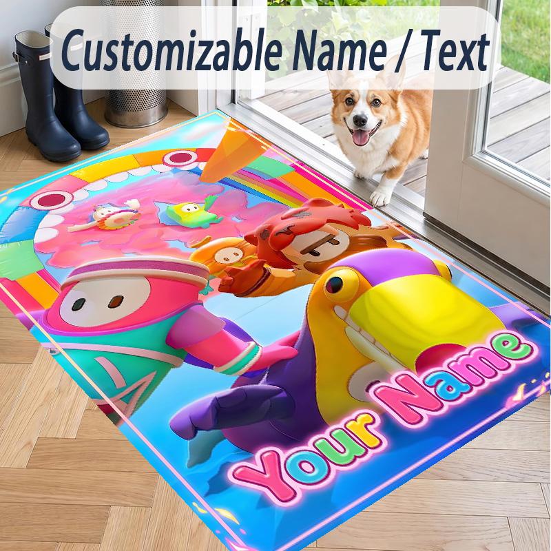 Custom Text Fall Guys Pattern Floor Rug Soft Indoor Carpet Mat Living Room Bedroom