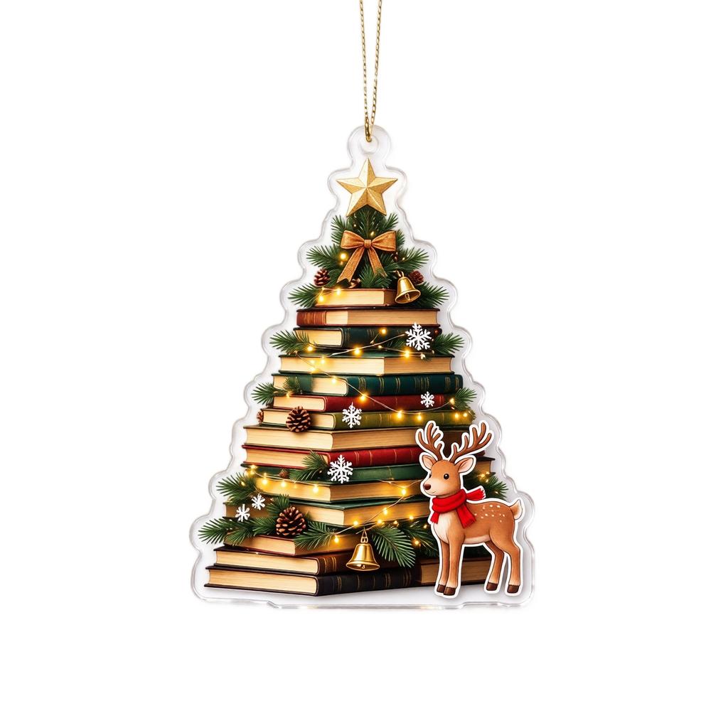 Christmas Acrylic Hanging Ornament, 2D Flat Holiday Tree Decoration for Home and Gift