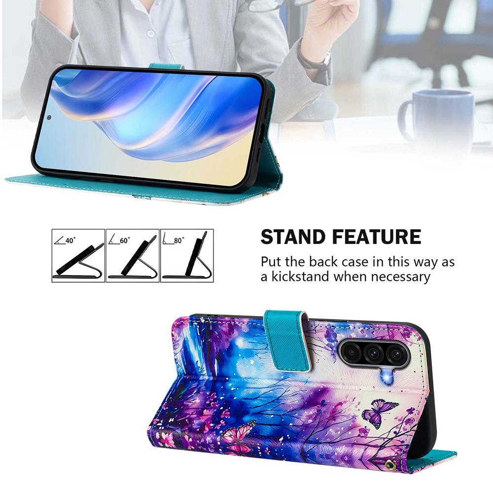 Coloured Drawing Wallet Case for Samsung Galaxy A06 A14 A15 A16 A23 A24 A25 A26 A34 A35 A36 A54 A55 A56 Leather Book Phone Cover