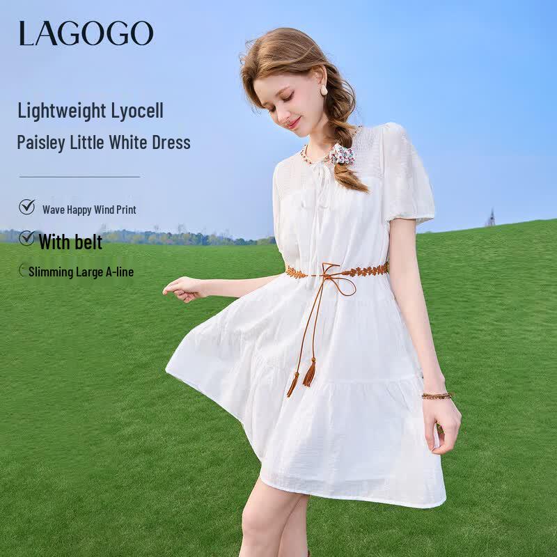 LAGOGO Boho Tie-Waist A-line Dress XL