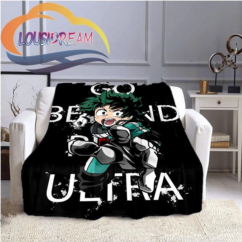Cartoon My Hero Academia Fleece-teppe, All Over Print, Gaver til ham/hennes mønsterteppe