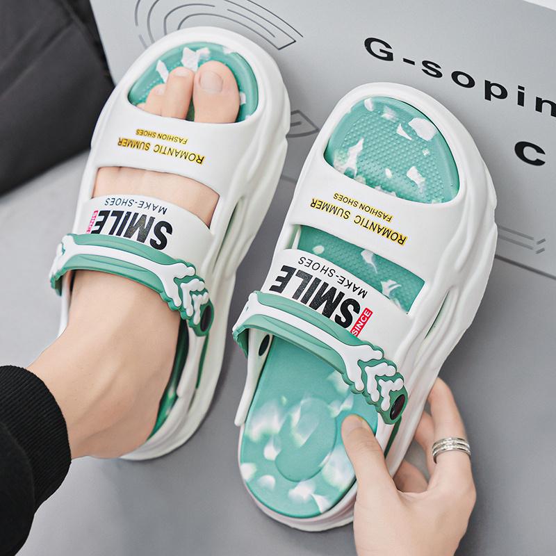 Fashion Men's Slide Slippers 5CM Platform EVA Beach Shoes Men Comfortable Outdoor Cloud Slippers For Men Summer Pantuflas Hombre