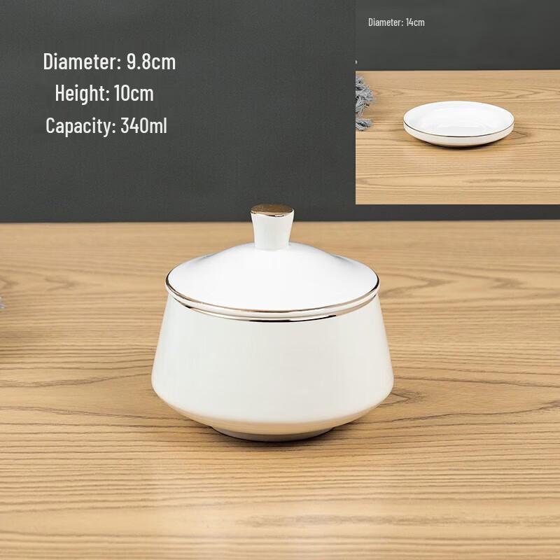 Chixing Pure White Ceramic Steaming Bowl with Lid