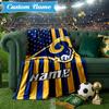 Custom Name Rams Flag Blanket Lightweight Ideal Bedding Blanket Perfect for Travel, Camping, Living Rooms, Sofas, Christmas Gift
