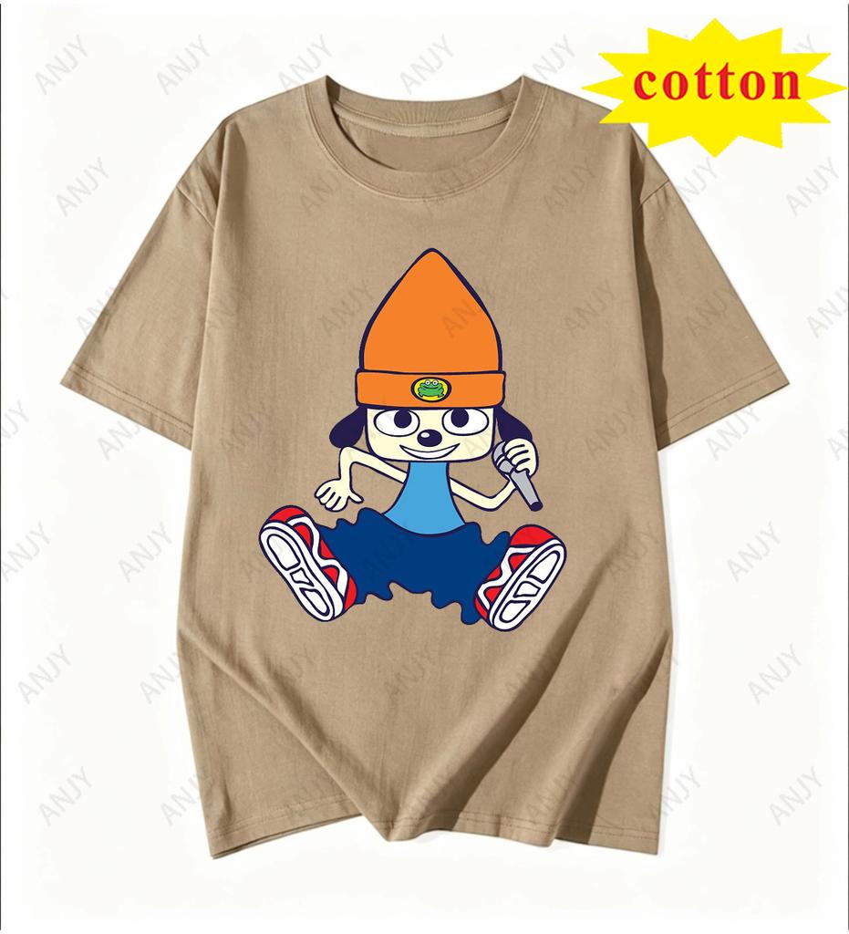90s Rap Dog Parappa Print American Retro Loose Cotton Tshirt