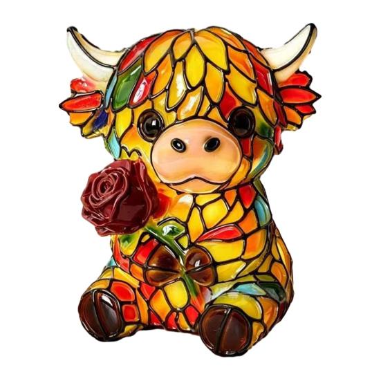 Yousheng Animal Table Lamp, Colored Glass Chicken Squirrel Monkey Mouse Horse Cattle Night Light, Warm Light Bedside Lamp for Bedroom Living Room