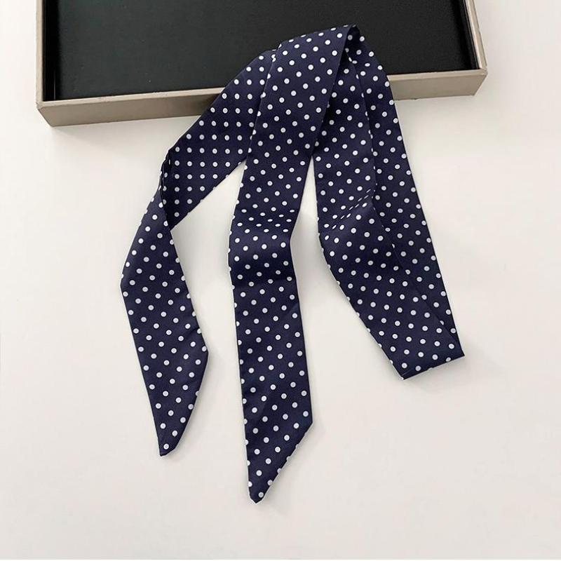 Fashion Polka Dot Silk Scarf Versatile Headwear Hair Band Korean Style Luxury Silk Scarf Belt Package Hanging Decor Accessories