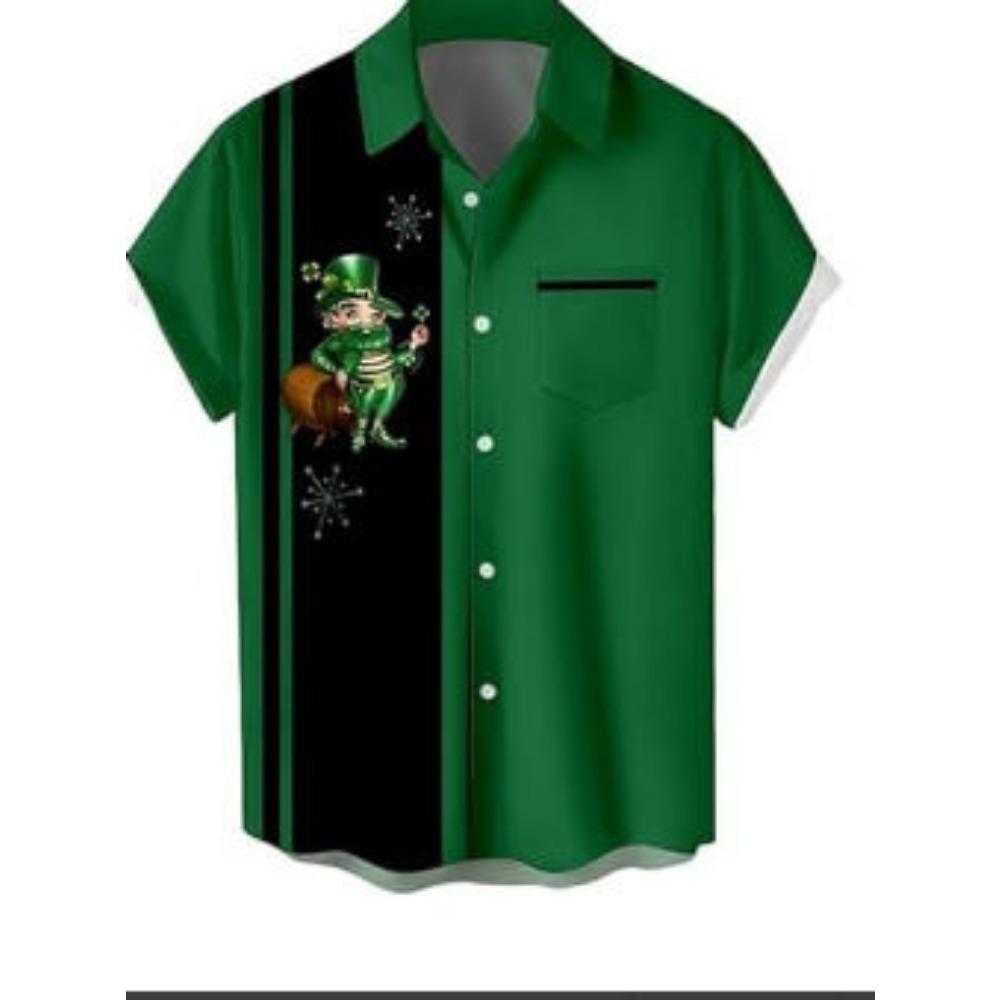 Men's 3D Short Sleeve Lapel Cardigan Top Summer Loose Fit Regular Thickness Short Sleeve Shirt Style Casual Male Upperwear