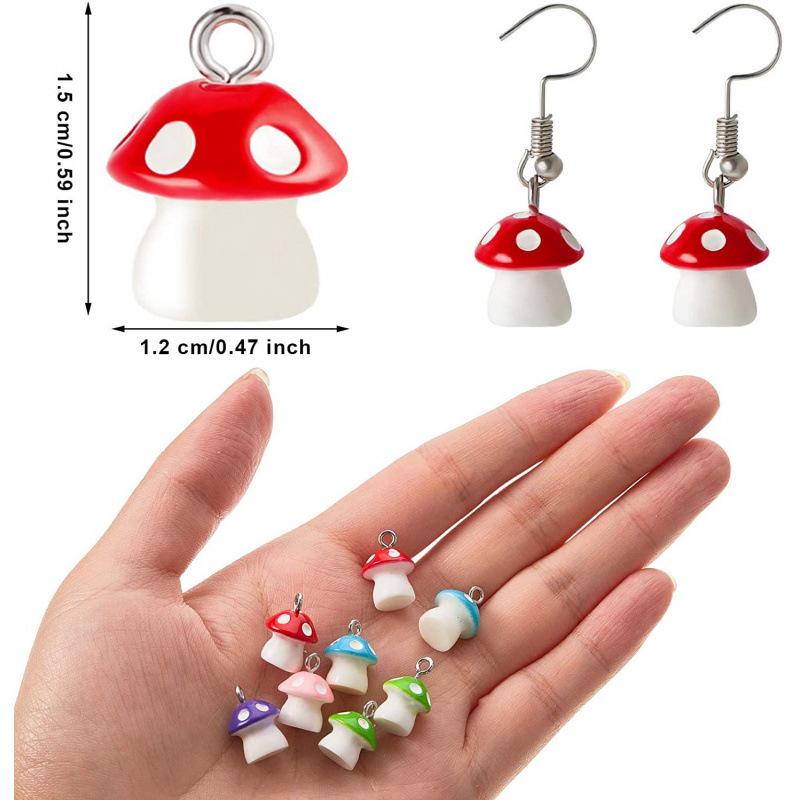 Cross-border Resin Simulation Colorful Mini Mushroom DIY Jewelry Accessories for Earrings, Necklaces, Pendants, Bags, and Keychains