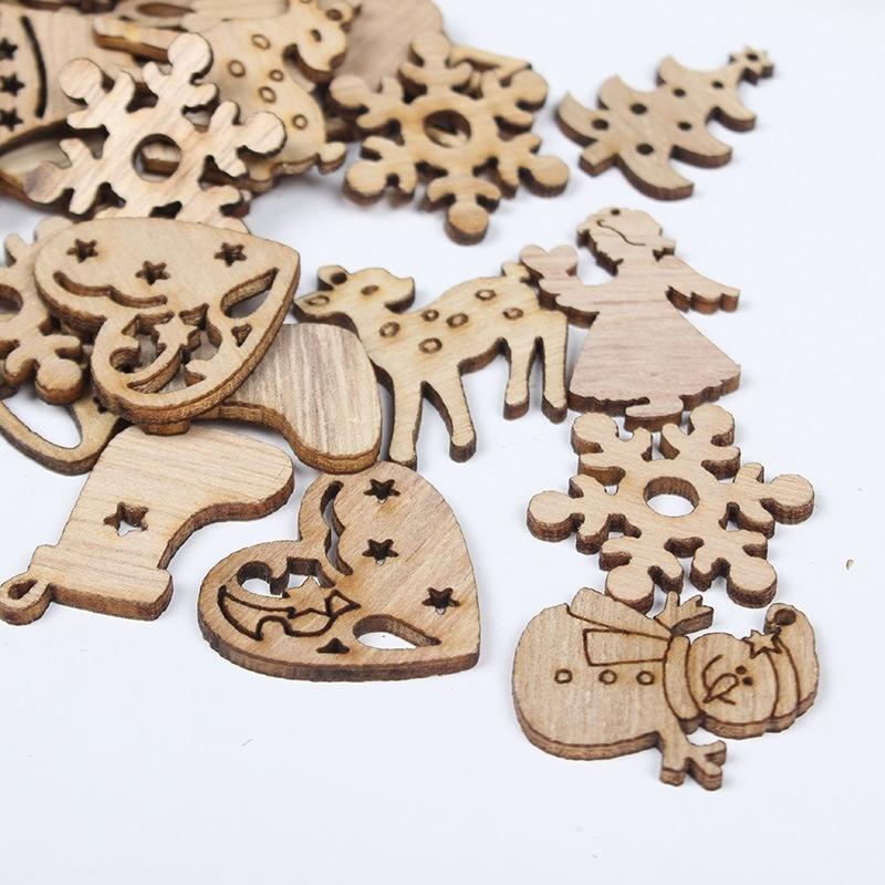 100 pezzi/set di trucioli di legno di Natale