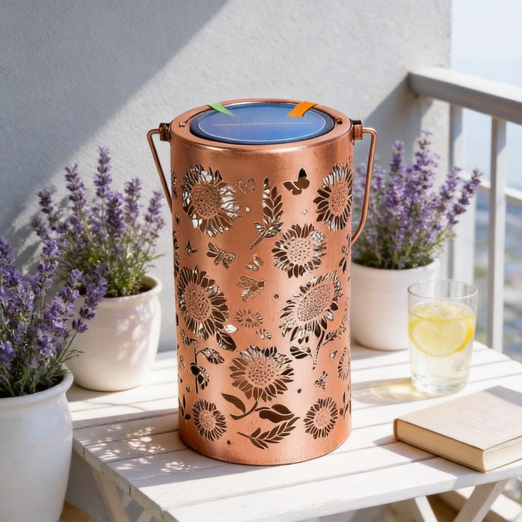 Sonnenblumen-Solar-Gartenleuchte mit Metallskulptur für die Außendekoration des Gartens