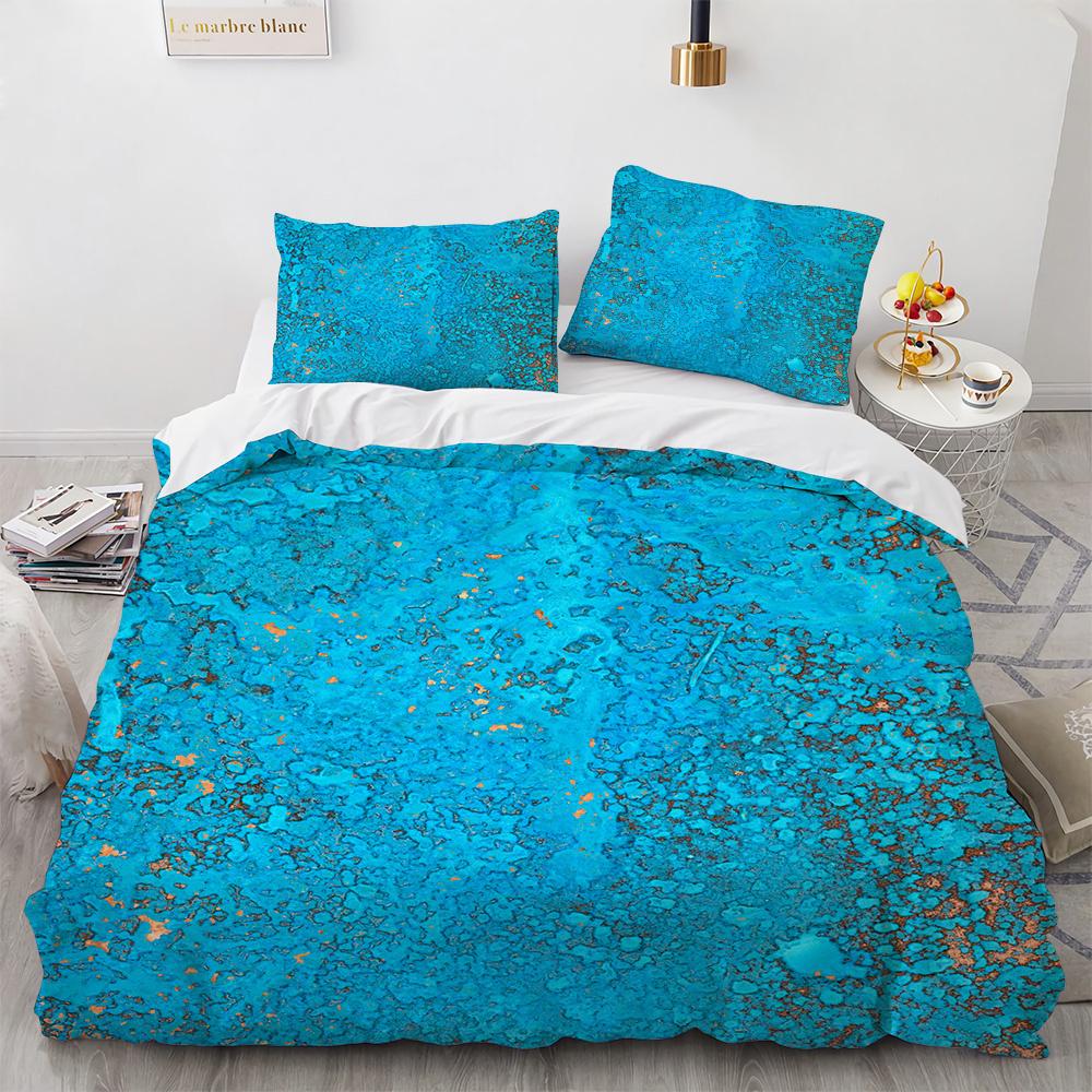 Colourful Marble Bedding Set Purple and Green Marble Duvet Cover Set Men Teens Boy Modern Abstract Art Polyester Comforter Cover