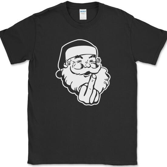 MIDDLE FINGER SANTA T-Shirt Funny F-CK Claus Humor Joke Christmas Tee XXL