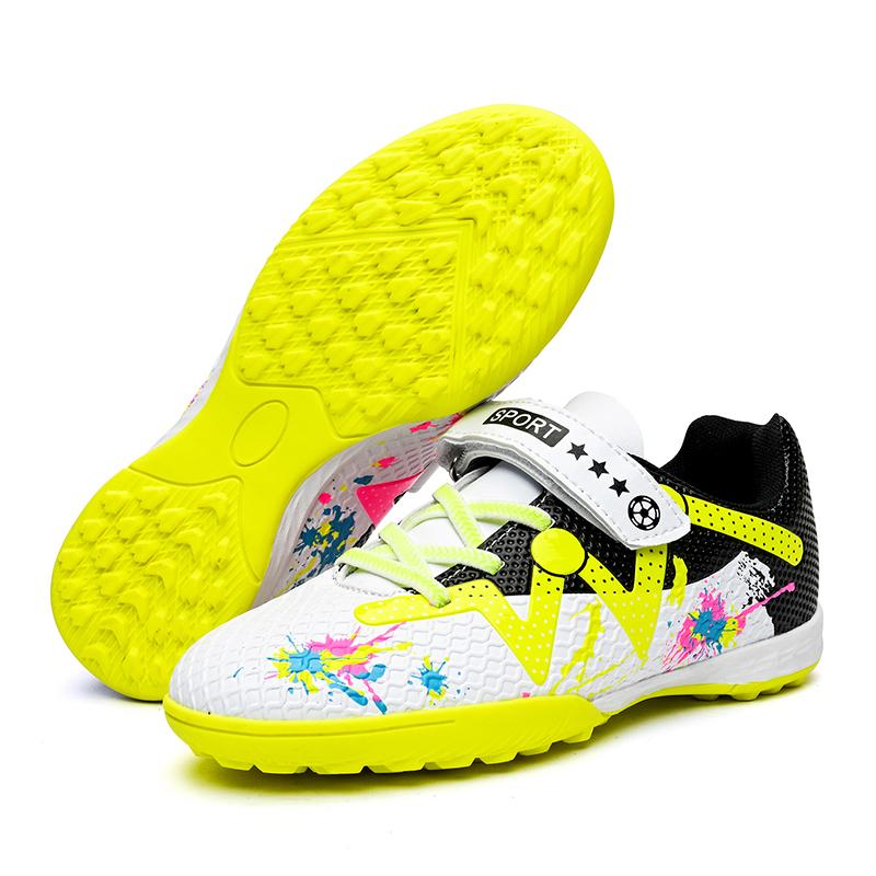 Boys/Kids Rubber Non-slip Short Spike Velcro Lace-up Artificial Turf Football Boots