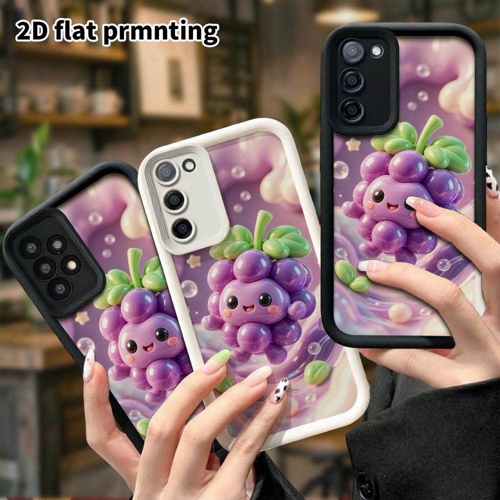 Phone Case: 2D flat, fits Samsung Galaxy A34 A35 M05 M06 S20 S22 S21 FE Plus 5G, purple grape cartoon character, perfect Christmas and Halloween holid