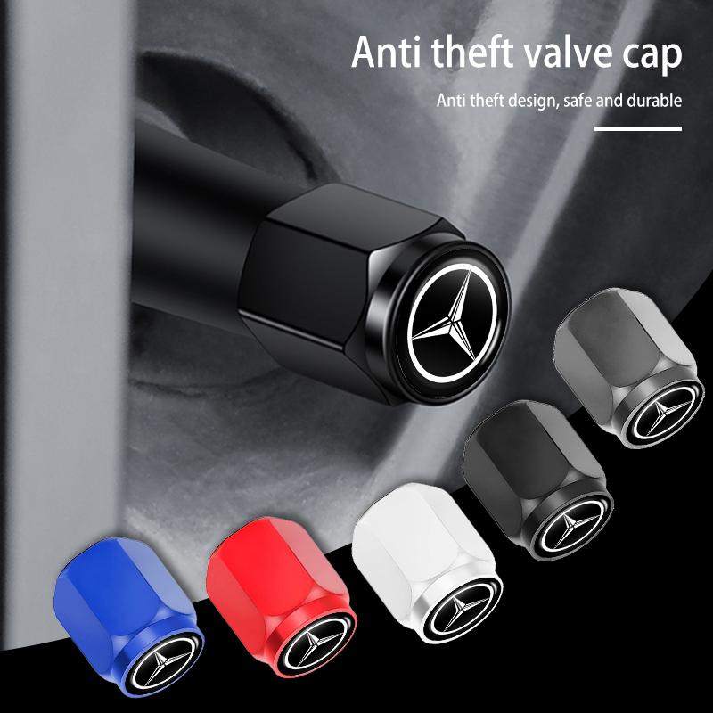 AABIA1 4PCS Car Tire Valve Cover Wheel Protection Dust Caps Auto Accessories For Benz Exclusive AMG W124 W203 W204 SPRINTER V CLASS