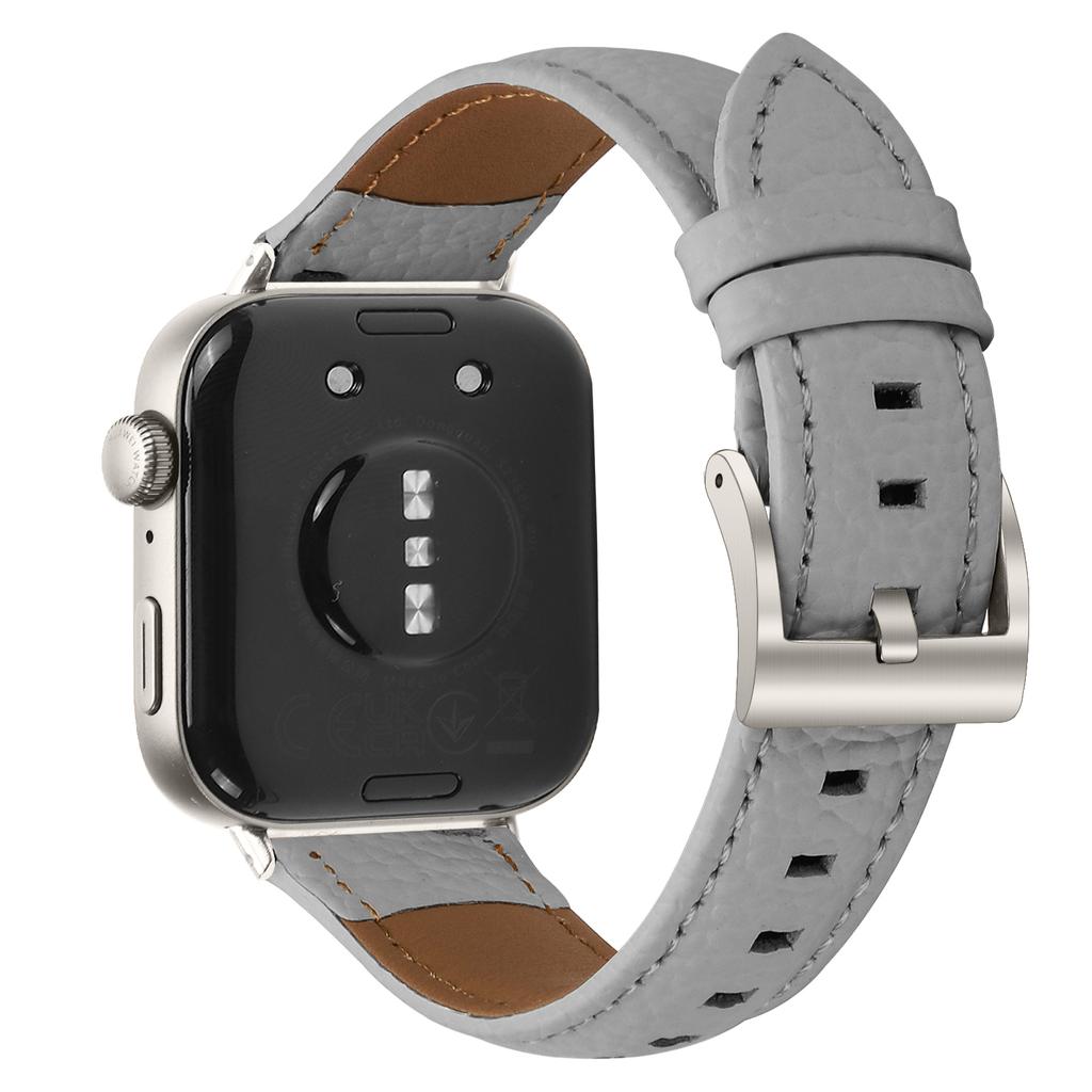 Litchi Textured Genuine Cow Leather Strap with Electroplated Buckle for Huawei Watch Fit 4 Pro/Fit 4/Fit 3 Pointed-End Watch Band
