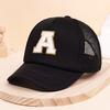 2pcs children's 26 letter cloth baseball cap, spring and summer for boys and girls, mesh breathable truck driver hat, sun hat