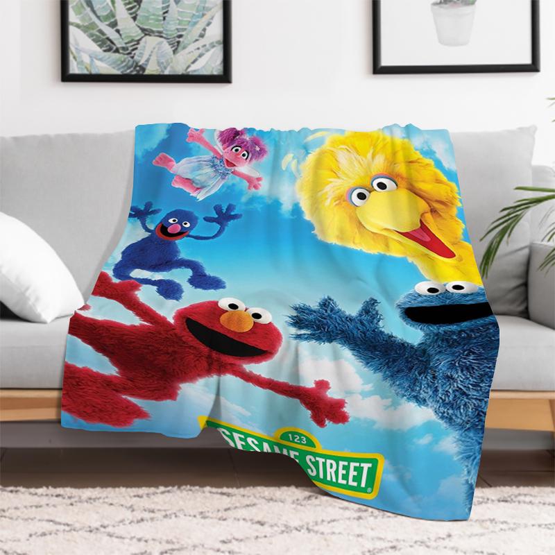 Kid's Blanket Cute Cartoon S-Sesame S-Street Fluffy Soft Blankets for Decorative Sofa Furry Winter Warm Throw & Throws Bed Anime