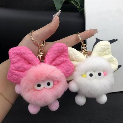 Chaveiro Pelúcia Laço de Pelo Macio Imitação de Pelo Chaveiro de Carro Bolsas Mochilas Bolsas de Mão Acessório Decorativo
