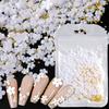 3D White Acrylic Flower Nail Art Decorations Mix Gold/Peal Beads 5G/Bag Resin Blossom Flower Nail Charms  4/6Mm Nail Accessories
