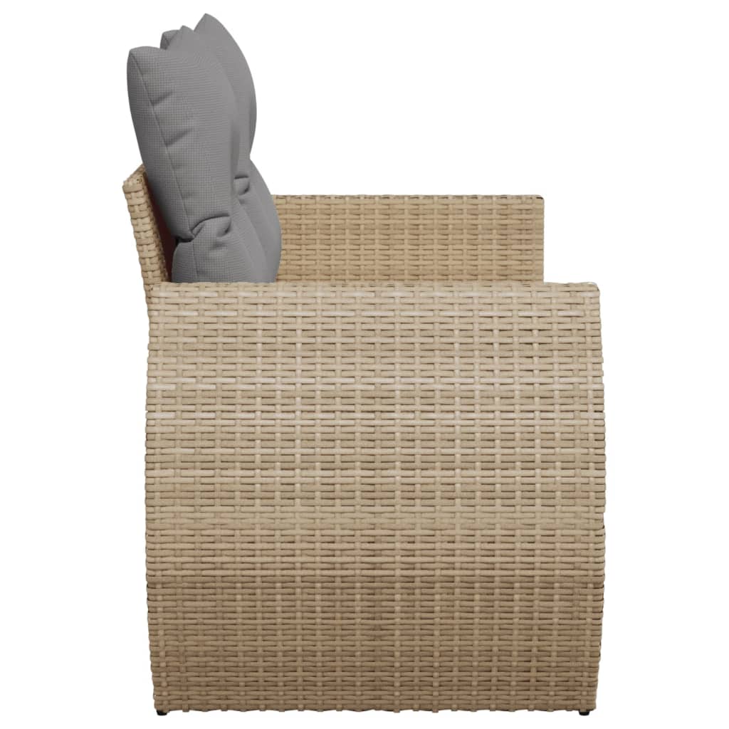 Vidaxl Gartensofa mit Kissen, 2-Sitzer, Beige, Polyrattan