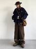 Unisex Japanese Retro Color Block Wool Baseball Jacket, Autumn/Winter Academy Style