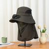 Men Solar Fan Hat with Face And Neck Cover USB Rechargeable Fan Large Brim Hollow Mesh Windproof Strap Anti-UV Sunlight Protection Outdoor Fishing
