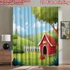 2D Flat Printing 2pcs Party Curtains Dog House Outdoor Garden Backyard Digital Printed Polyester Drapes Family Party Decoration