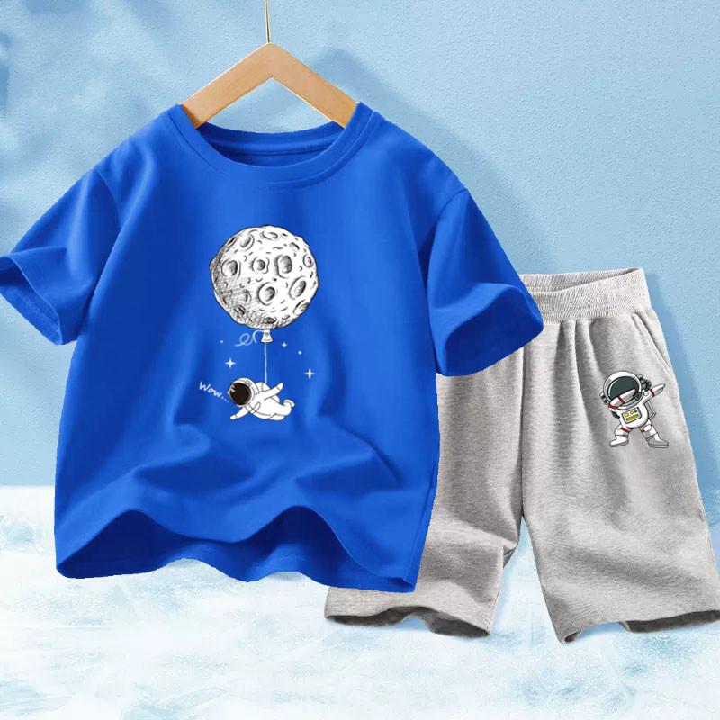 

2-piece/set Cartoon Astronaut Summer Children s Clothing Set 160