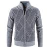Men S Plus Size Fleece Knit Cardigan Stand Collar Casual Sweater