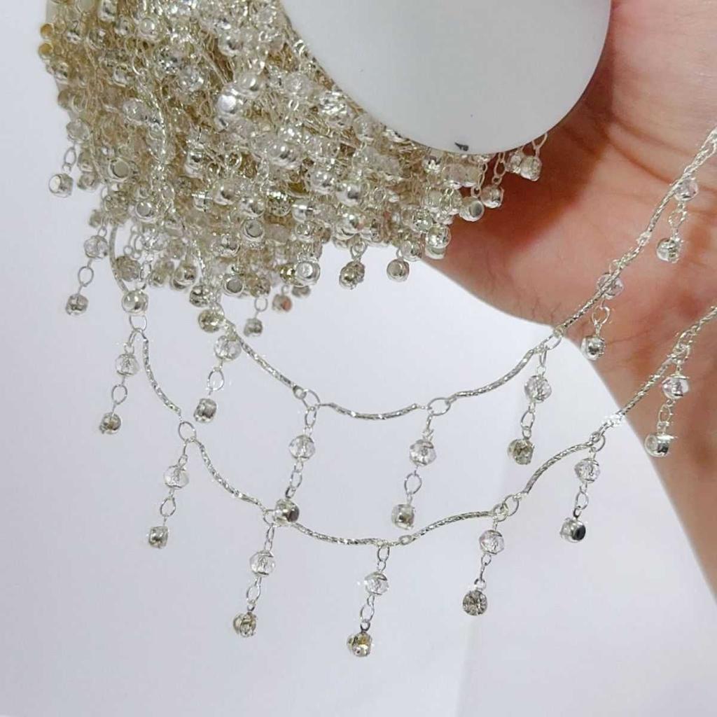 1Meter 0.5Meter Green Glass Lantern Beads Crystal Charm Copper Chain DIY Necklace Bracelet Beaded Chain Jewelry Making Materials