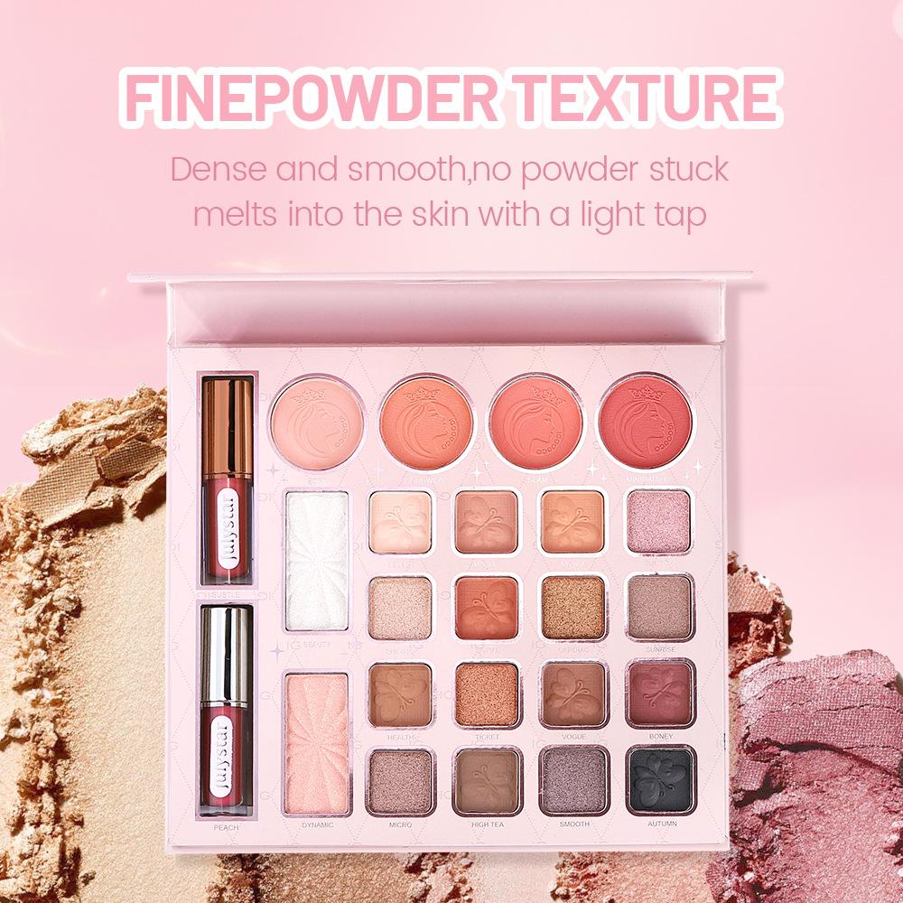 Julystar All-in-One Makeup Palette Set Eyeshadow Blusher Highlighter Contour Powder Liquid Lipstick Full Face Cosmetic Kit Gift Box for Women