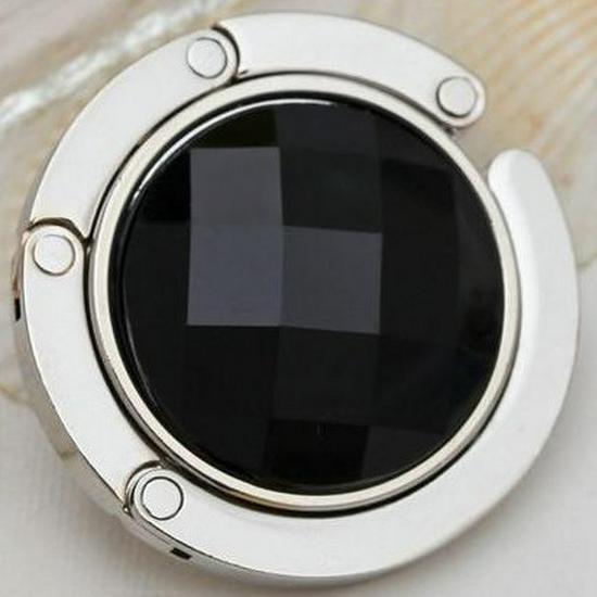 Portable Folding Crystal Handbag Hook - Rhinestone-Free Metal Clip for Table Edge