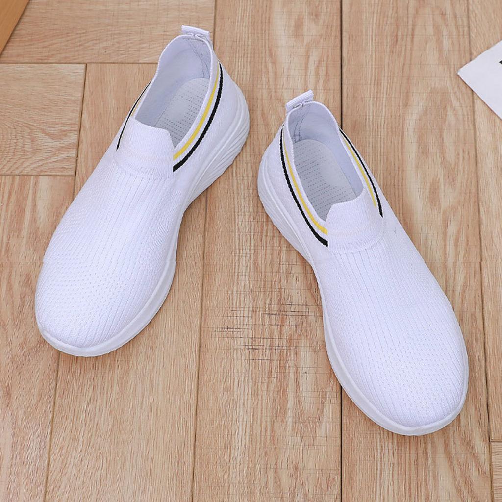 Lightweight Slip-On Knit Sneakers for Women Breathable Casual Athletic Shoes Flexible Sole Comfortable Fit