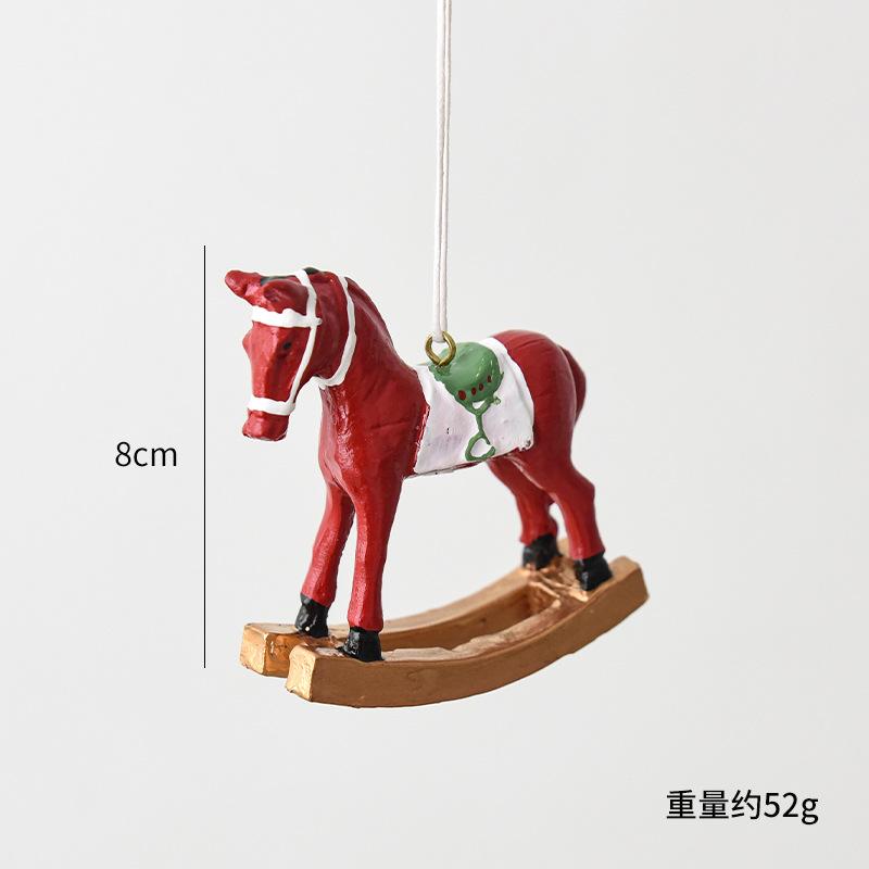 Christmas Three-Dimensional Rocking Horse Pendant Christmas Tree Decoration Ornament American Retro Christmas Ornament
