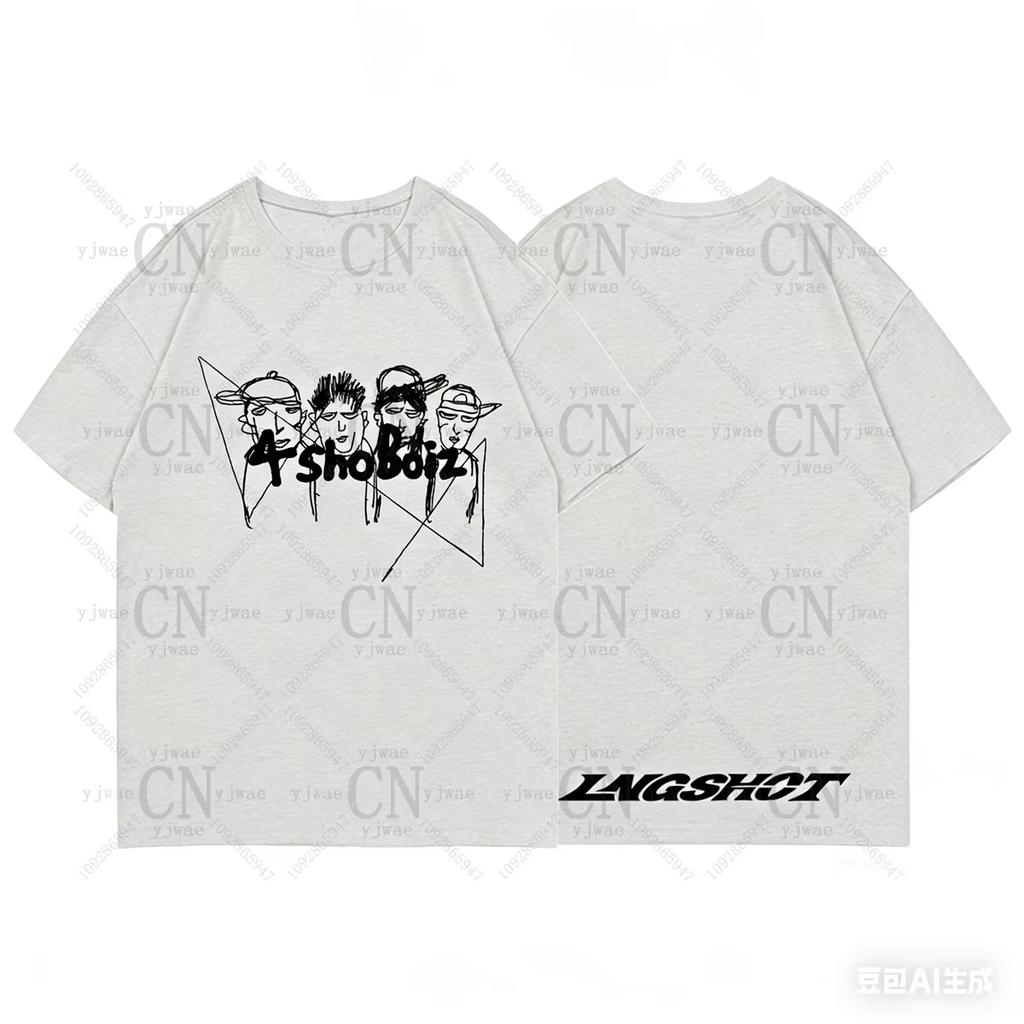 LNGSHOT Member Portrait Graphic T-Shirt Ohyuan Woojin Louis Ryul Kpop Fashion Retro Shirt Summer Men Women Beach T-shirt