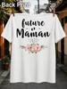 Future Maunisex 2027 Floral Announcet With Pink Roses Baby Footprints And Elegant Script Lettering Unisex All TShirt
