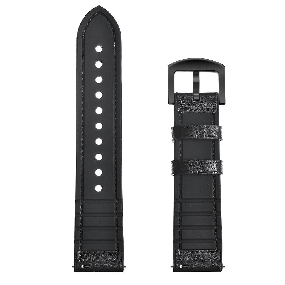 

Genuine Leather Coated Silicone Wrist Strap for Huami Amazfit GTR 47mm Black