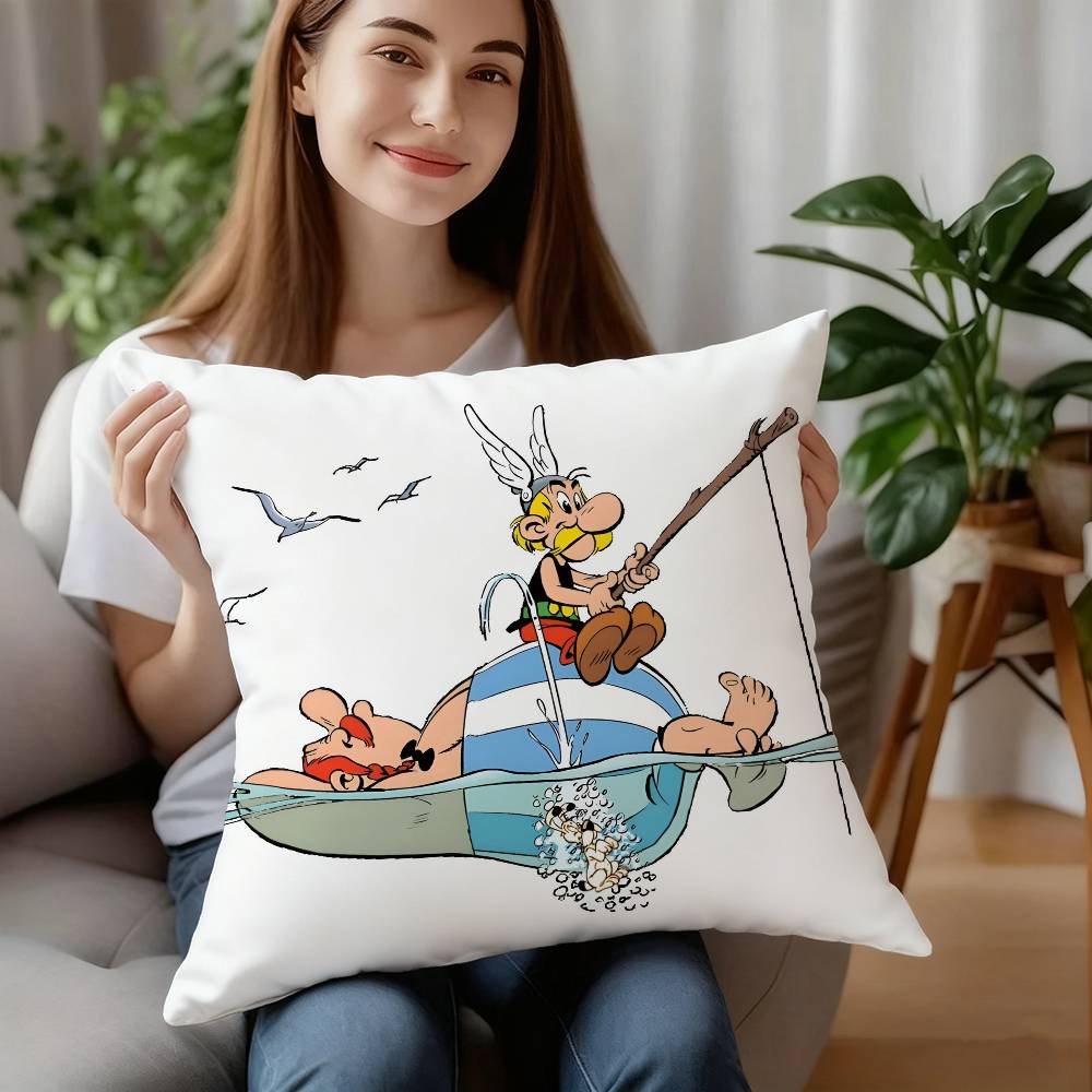 Adventure Comic A-Asterix O-Obelix Pillow Case Plush Fabric Soft Pillowcase Double Sided Print Cushion Cover Household Gifts 12x12Inch
