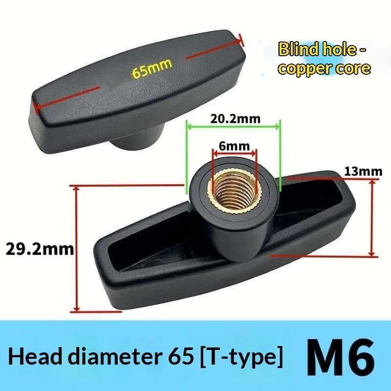 2 Stück M6 M8 M10 Kopfdurchmesser 65# T-Typ Handschrauben Flügel Kunststoffkopf Handgriff Blindlochmutter