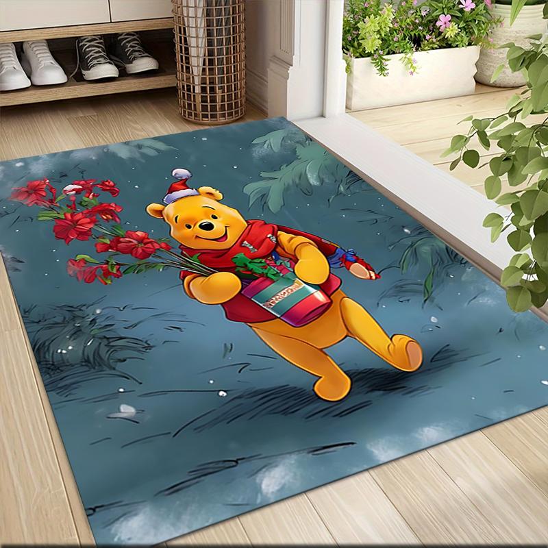 Winter Winnie Pooh Carpet Rug Soft Washable Anti Slip Home Living Room Sofa Mats Personalized Christmas Rug
