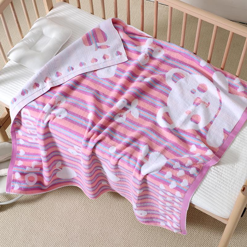 Pure Cotton Soft Absorbent Thickened Terrycloth Baby Bath Towel Blanket 110x110CM