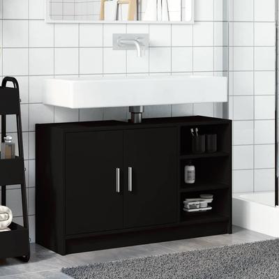 Bathroom Vanity Cabinet Black 90 X 29 X 55 Cm Engineered Wood