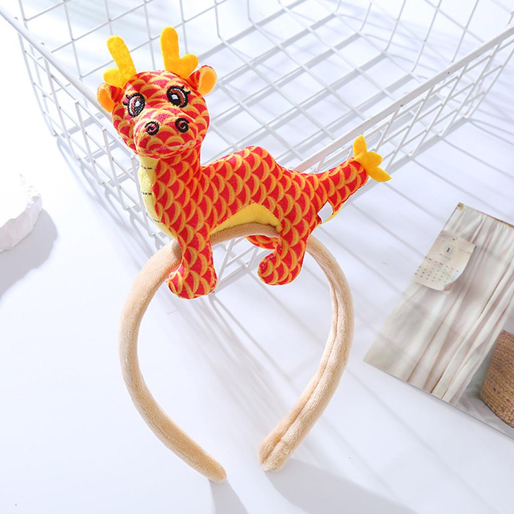 Cartoon Stuffed Dragon Shape Hairband Photography Hair Holder New Year Party Headband for Girls Women Multiple Color