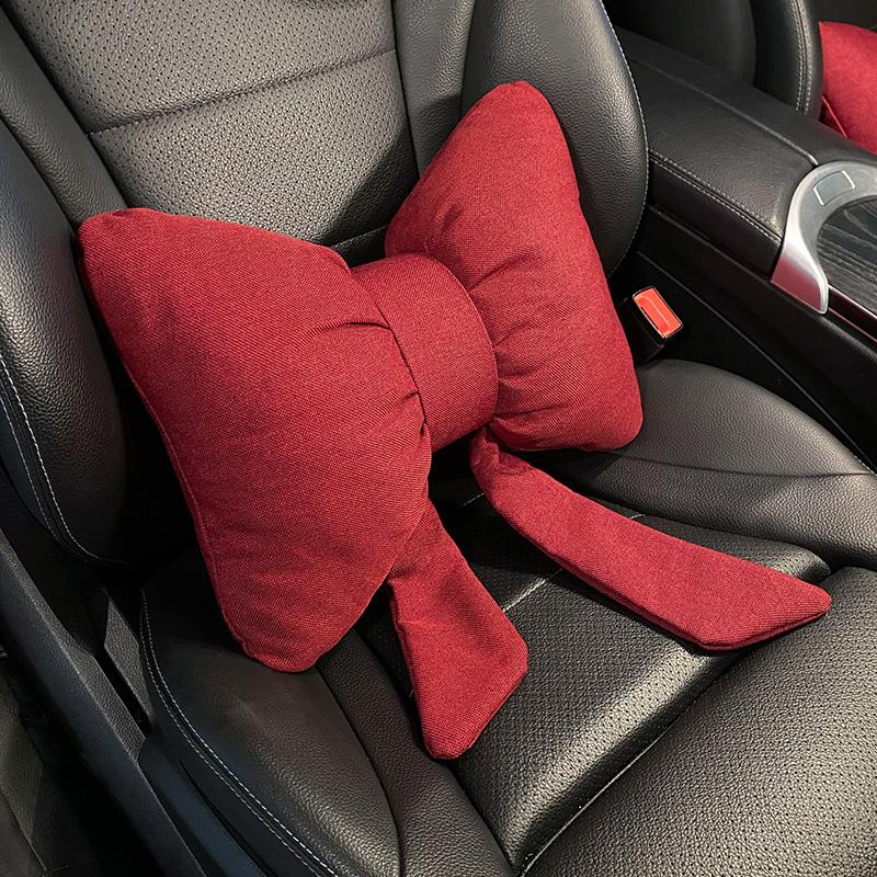 Creative Bowknot Shape Car Neck Pillow Female Cute Car Seat Headrest Support Waist Pillows Sofa Auto Interior Ornaments